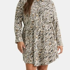 Terra & Sky Black and White Long Sleeve Shirt Dress